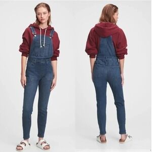 GAP‎ Skinny Overalls in Medium Dallas Wash Denim Size XL Side Zip